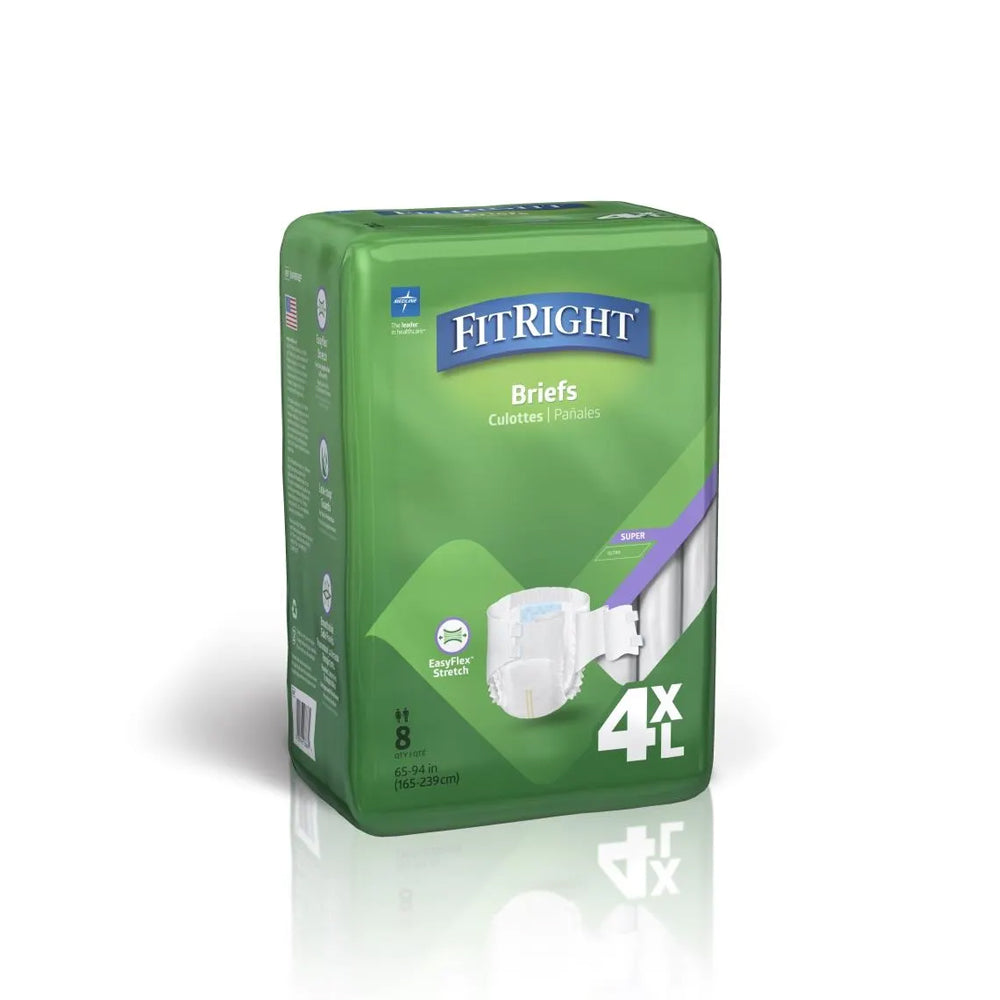 FitRight Restore Super Incontinence Briefs Adult Diapers with Tabs, Heavy Absorbency