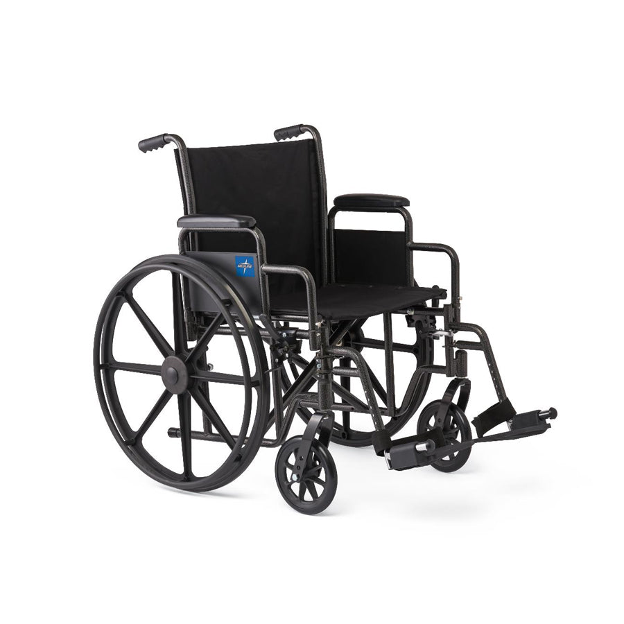 18" Wide K1 Basic Nylon Wheelchair with Swing-Back Desk-Length Arms and Swing-Away Footrests