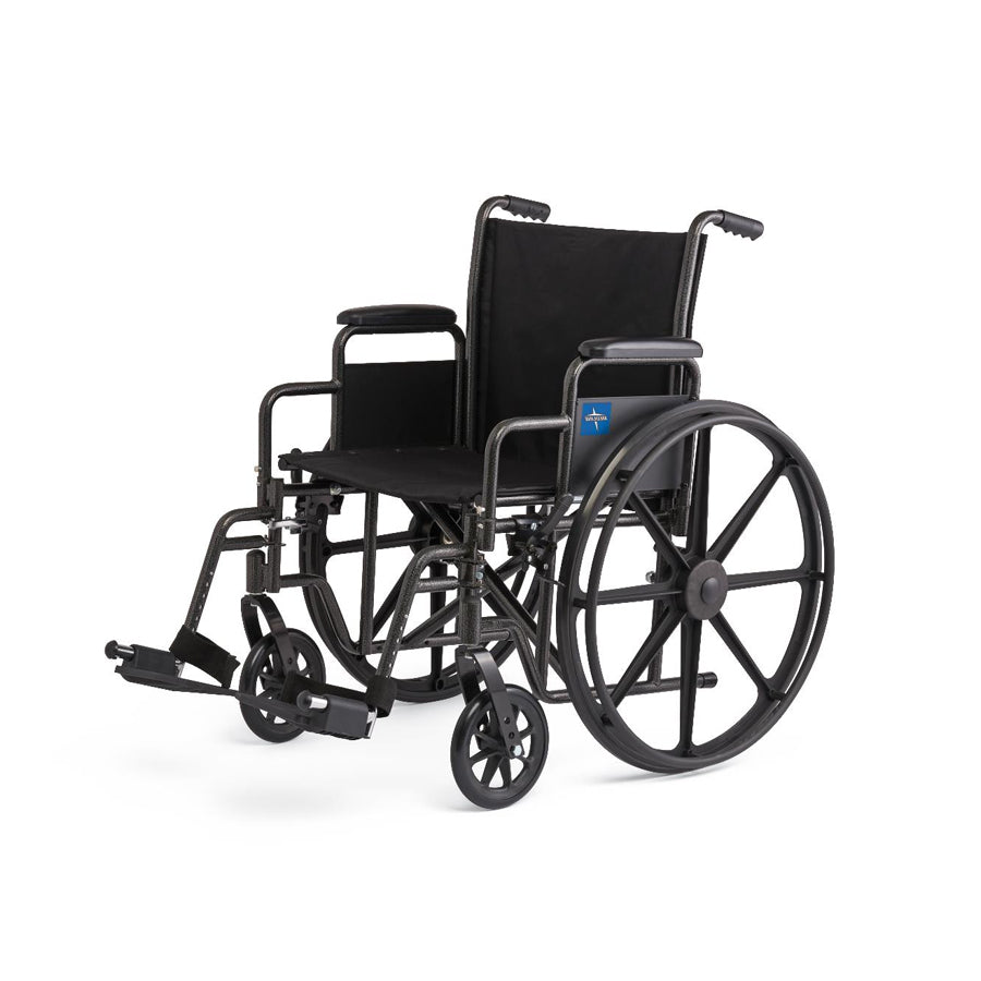 20" Wide K1 Basic Nylon Wheelchair with Swing-Back Desk-Length Arms and Swing-Away Footrests