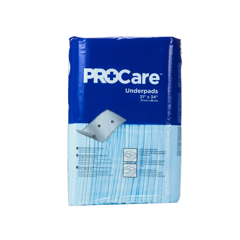 ProCare 21 X 34 Inch Disposable Fluff Underpads Light Absorbency