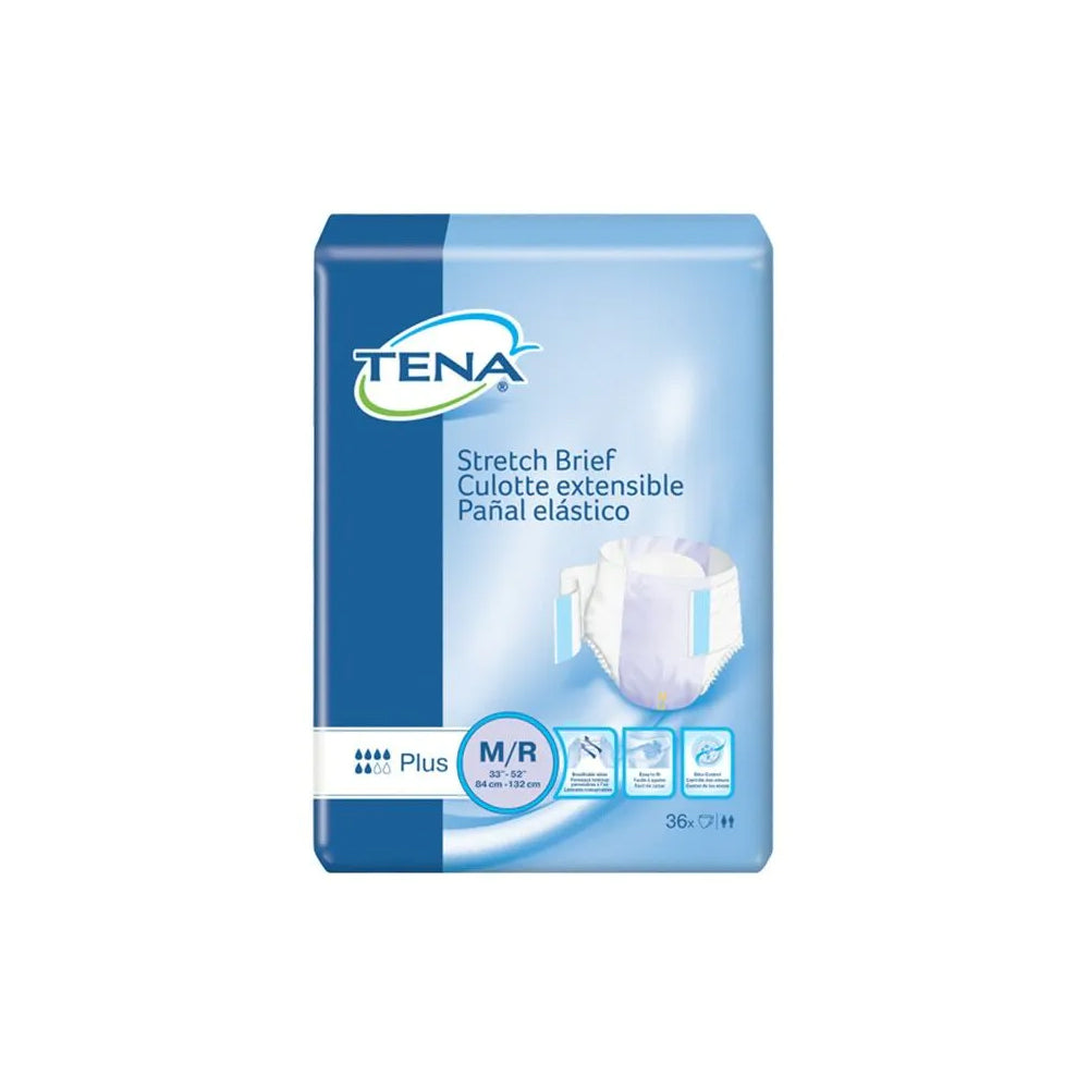 TENA Stretch Plus Incontinence Adult Diapers, Moderate Absorbency